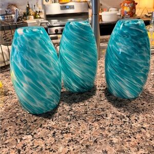 2-1/4 in. Fitter Blue Swirl Glass Oblong Pendant Lamp Shade 860755